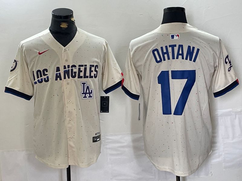 Men Los Angeles Dodgers #17 Ohtani Cream Fashion Nike Game MLB Jersey style 71